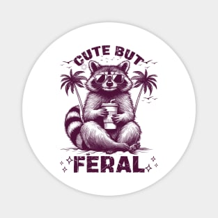 Cute But Feral Vintage Raccoon Magnet